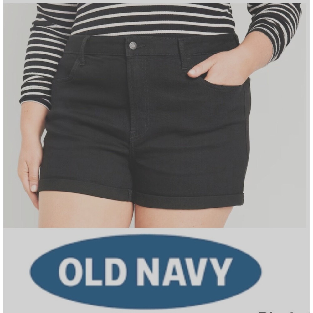 Old Navy - NEW - OG Straight High Rise Shorts Women's Size 6 Black 3" Cuffed